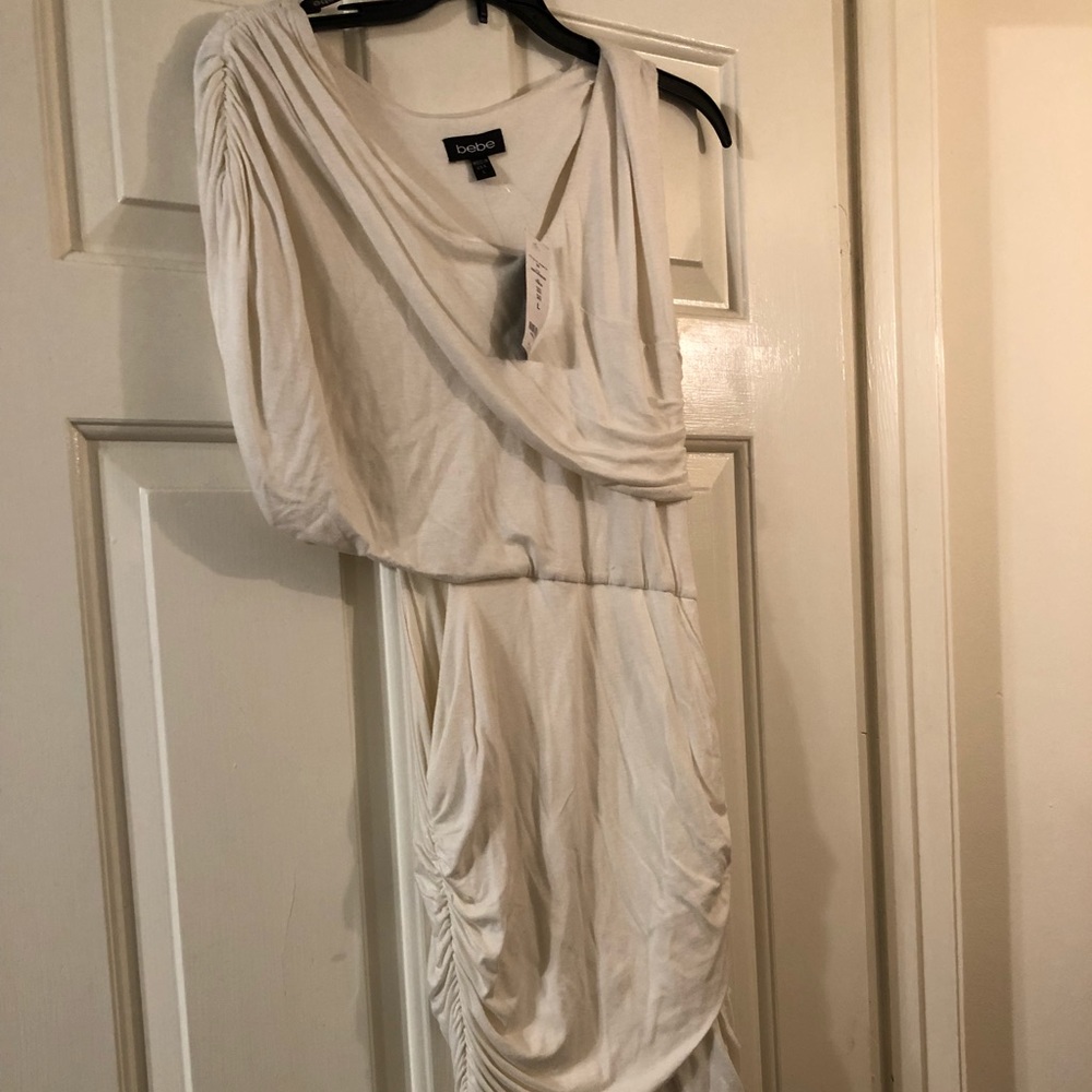 NWT Bebe white ruched dress size L